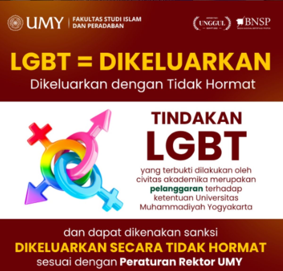 Civitas akademika UMY yang terbukti LGBT akan dikeluarkan secara tidak terhormat.