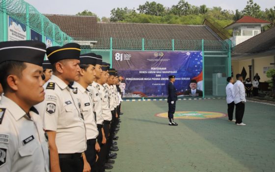 Upacara peringatan HUT ke-81 Kemerdekaan RI di Rutan Kelas IIB Bantul, Senin (17/8/2026).