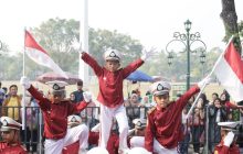Salah satu Aksi dari Peserta Lomba Pawai Baris-Berbaris dalam rangka menyemarakkan HUT ke-81 Kemerdekaan Republik Indonesia, Rabu (19/8/2026).